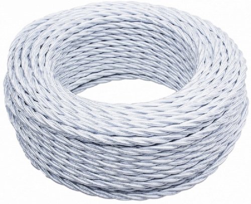 Ретро провод витой Bironi 2х0,75мм белый глянец (50м) картинка